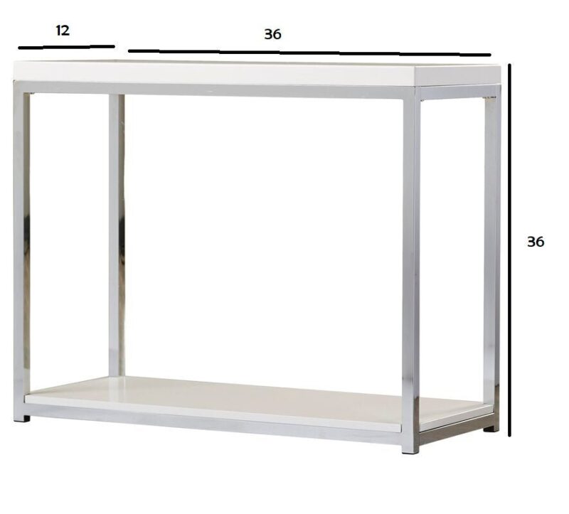 Taffy Console Table in Stainless Steel with White Color Wooden Top - Image 3