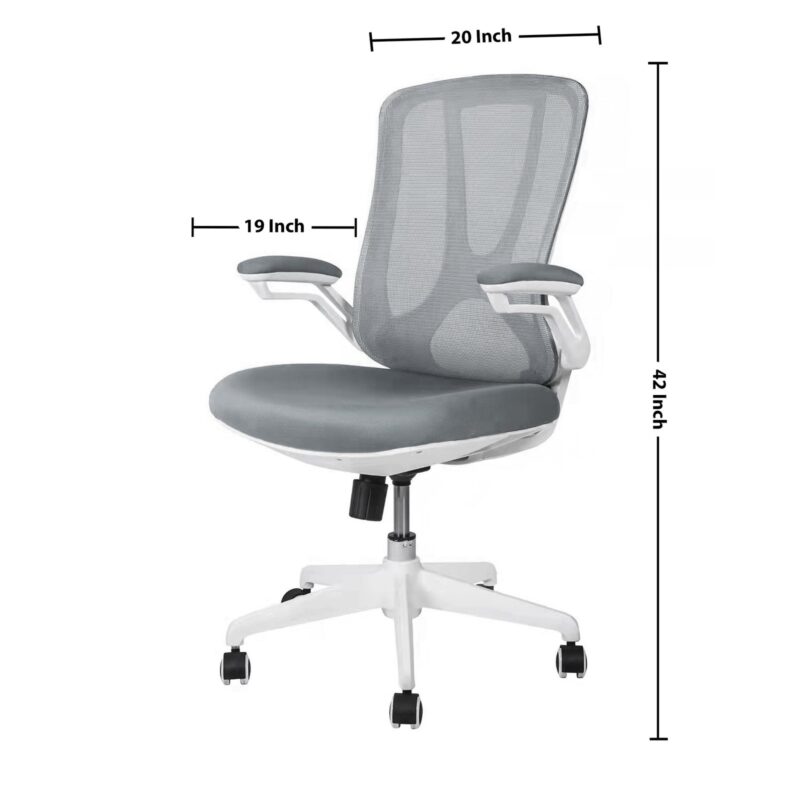 Dream White Mid Back Ergonomic Office Chair in Grey Color - Image 8