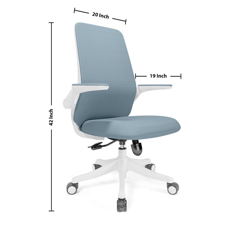 Butterfly Mid Back Ergonomic Office Chair in Light Blue Color - Image 2