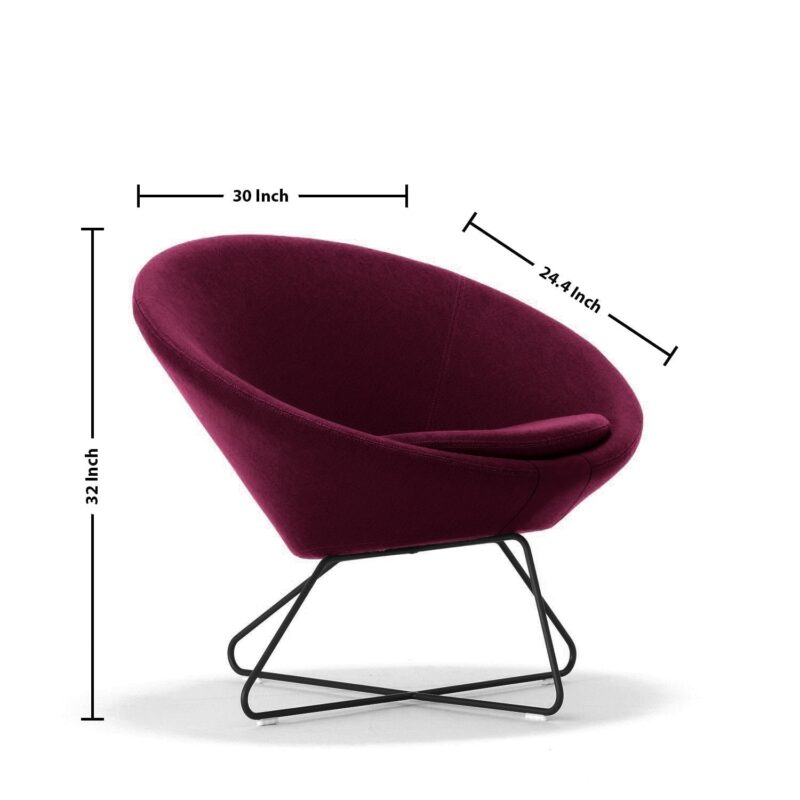 Comfortable Conic Tub Lounge Chair in Maroon Color, Low Back Lounge Chairs - Image 4