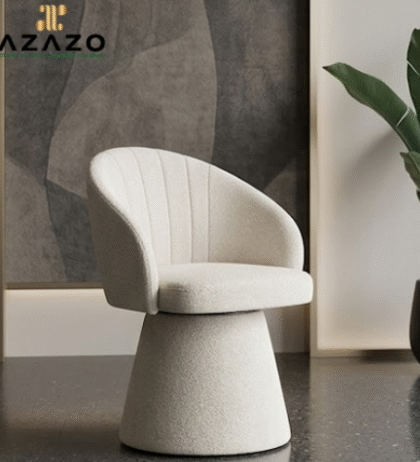 Azazo Luna Swivel Accent Chair – Ivory White
