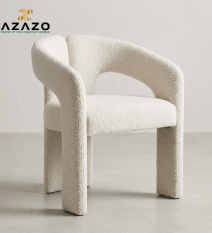 Azazo Ivory Arc Boucle Accent Chair